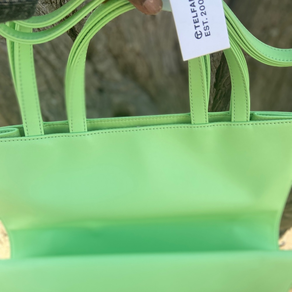 NEW Telfar Neon Green Shopping TOTE MEDIUM dust bag ALL NEW green pink & Blue - Picture 6 of 9